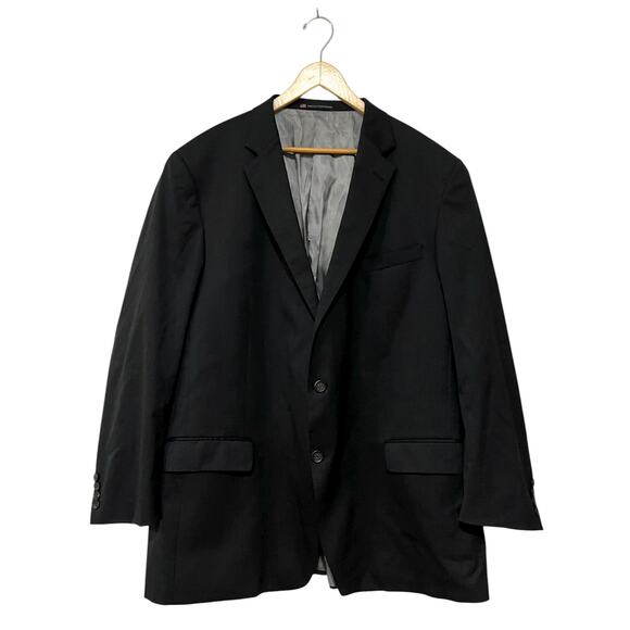 Hart Schaffner Marx Blazer Suit Coat Jacket Black Wool 52L Long Made in USA - Picture 1 of 9